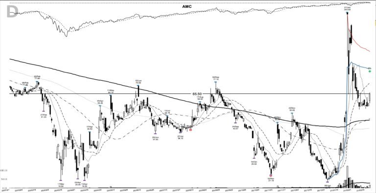 AMC daily chart at the 2021-02-22 breakout entry